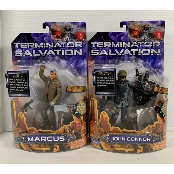 Terminator Salvation John Connor & Marcus 6" figure lot 2009 Playmates t-600
