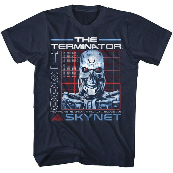 Terminator Skynet T-800 AI Men's T Shirt (Navy, AdultXL)