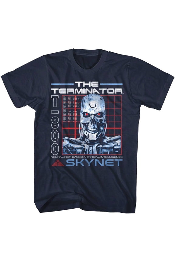 Terminator Skynet T-800 AI Men's T Shirt (Navy, AdultXL)