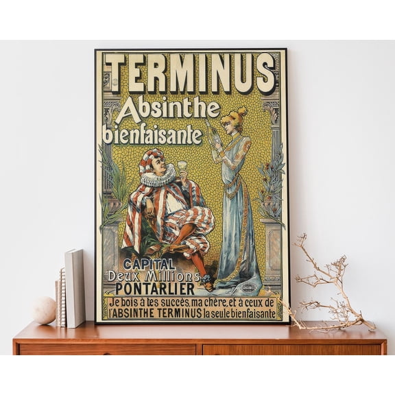 Terminus Absinthe Vintage Art Print, Classic Art Nouveau French Poster, Absinthe Liquor Poster, Bar Wall Art Wall Art, Modern Wall Decor, 8x12 UNFRAMED