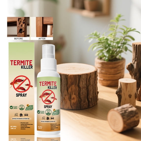 Termite Killer Spray for Indoor & Outdoor Treatment, 50ML Plant-Based Wood Pest Control, Long-Lasting Barrier for Furniture, Door Frames & Flooring, Fast-Acting & Non-Staining Formula