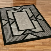 Ternion Art Deco Shag Area Rug Black 79 x 116 Rectangle