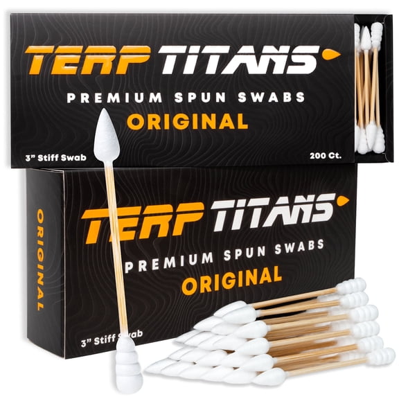 TerpTitans Original Bamboo Cotton Swabs | Dual-Tip: Spiral for Maximum Absorption & Fine Point for Pinpoint Precision | Extra Strong, Lint-Free | 200 Count Box (400)
