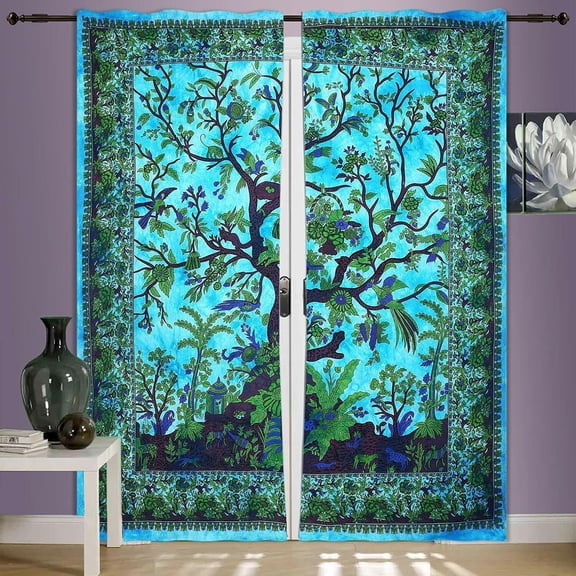 Terquoise TL Indian Mandala Hippie Window Treatment Curtains Cotton Drape Balcony Room Décor