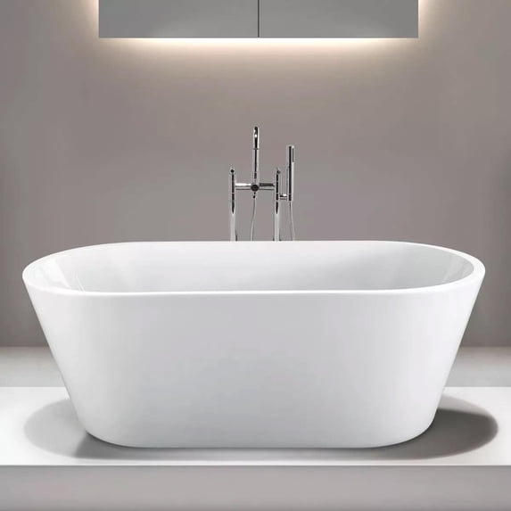 Terra 67 Inch Acrylic Double Ended Freestanding Tub with End Drain - No Faucet Drillings