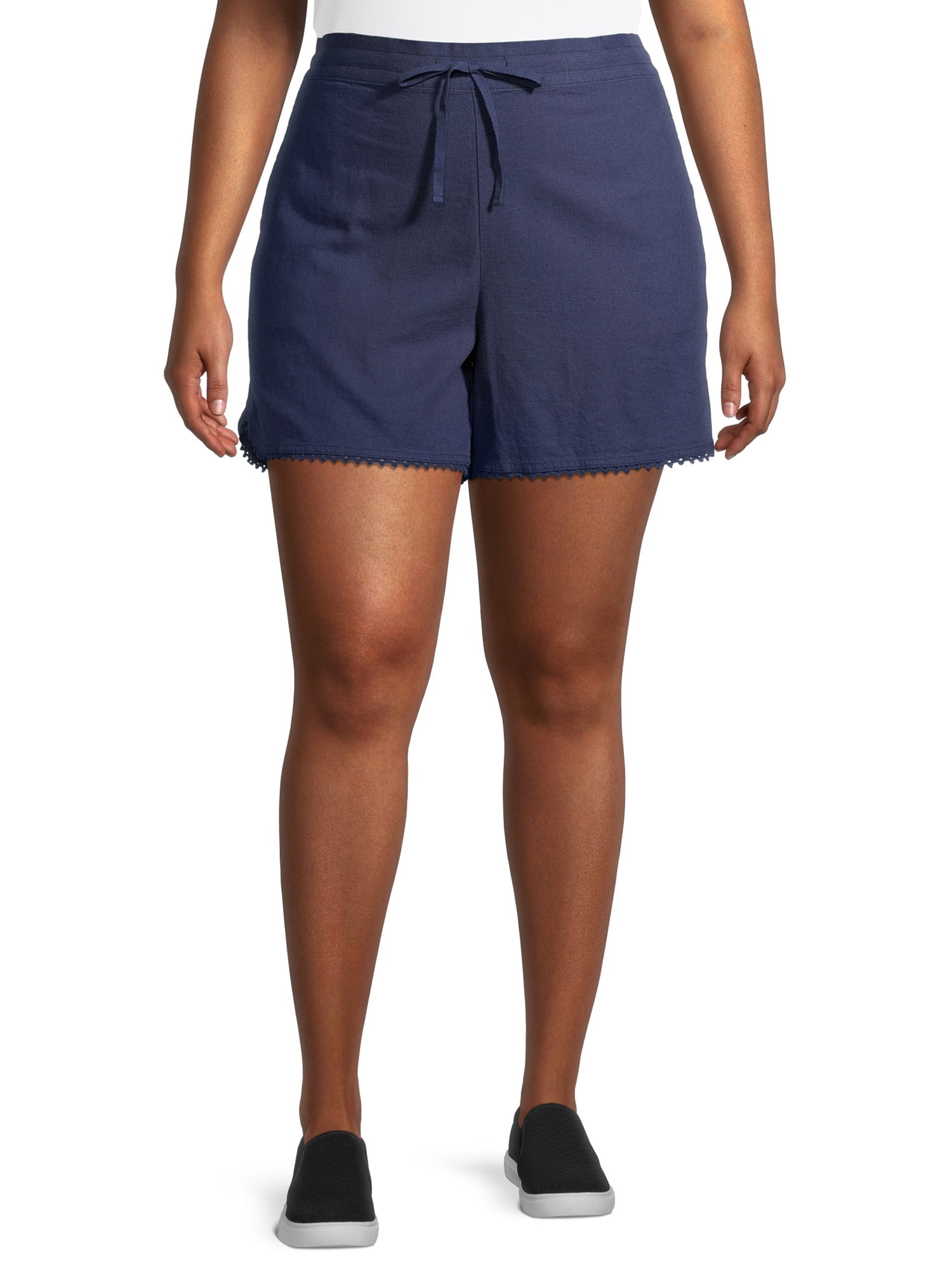 Terra And Sky Women's Plus Size Ruffle Edge Shorts - Walmart.com