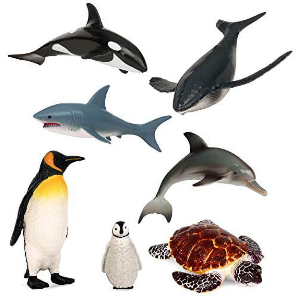 Realistic Sea Animal Miniature Figure Set - 7 Pieces