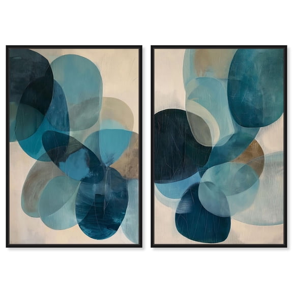 Terra Bound 2 Panel Set Canvas Print Geode Art Prints by Art Remedy, Black Frame, 36 x 54