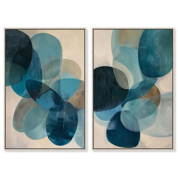 Terra Bound 2 Panel Set Canvas Print Geode Art Prints by Art Remedy, Silver Frame, 16 x 24