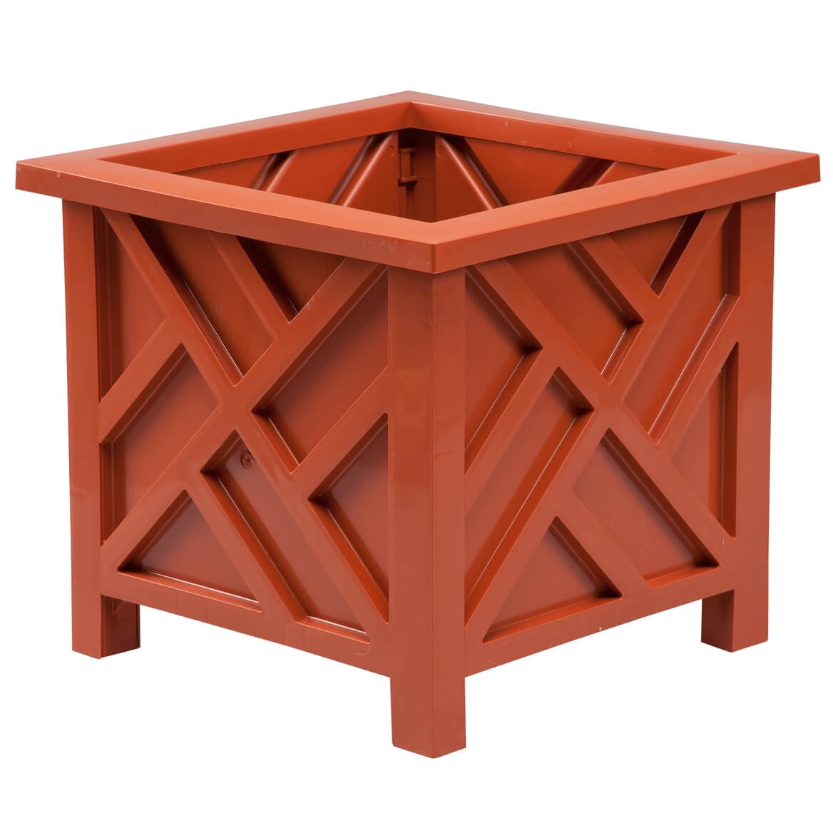 Terra Cotta Chippendale Outdoor Planter Box, 14 ¾” sq. x 13 ¼” H