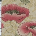 thumbnail image 1 of Terra Cotta/Green Poppy Print Linen, Fabric Sold By the Yard, 1 of 1