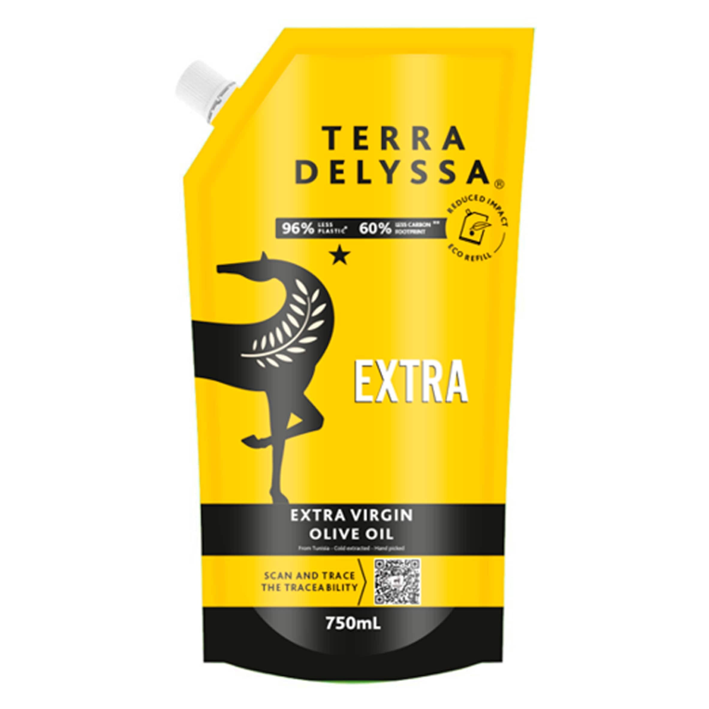 Terra Delyssa Extra Virgin Olive Oil Refill Pouch 750ml, Imported from Britain