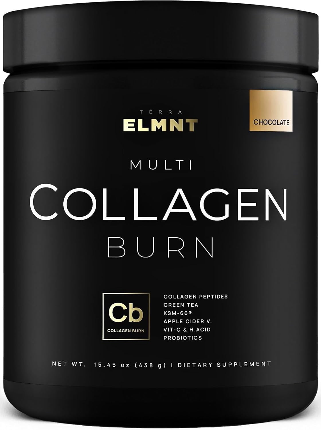 ELMNT Super Collagen Burn - Multi Collagen Peptides Powder for Women w. Apple C Vinegar (Chocolate)