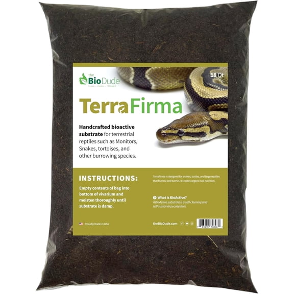 The Bio Dude Terra Firma Bioactive Terrarium Substrate for Ball Pythons & terrestrial Reptiles, 18 Qt