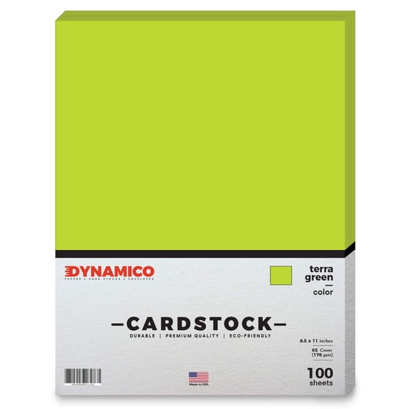 Terra Green Cardstock Paper  8 1/2 x 11" Medium weight 65 LB (175 gsm) Cover Card Stock - for Cards, Invitations, Brochure, Award, and Stationery Printing - 100 Sheets Per Pack