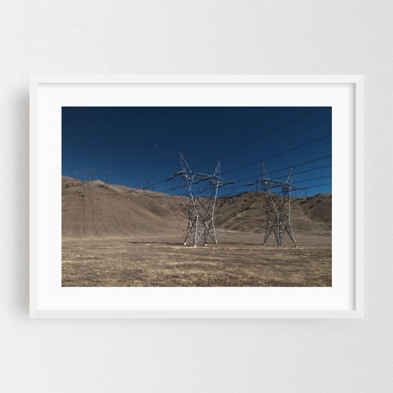Terra Incognito - Acton California Photography Desert Industrial Landscape Scenic Rural Moon White Framed Wall Art Print 5 x 7 inches