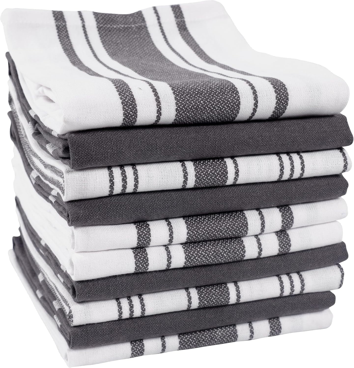 KAF Home Set of 10 Terra Kitchen Towels, GRS Certified & Multi-Purpose Dish Towels, Dark Gray
