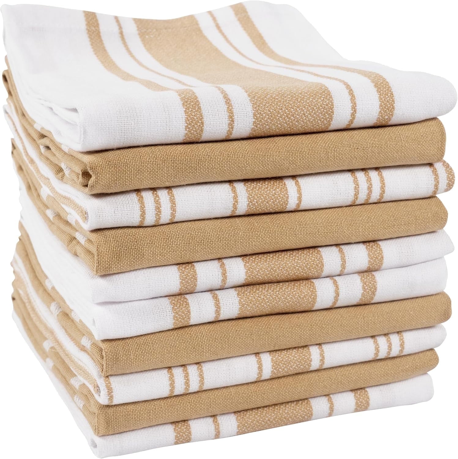 KAF Home Set of 10 Terra Kitchen Towels, GRS Certified & Multi-Purpose Dish Towels, Natural