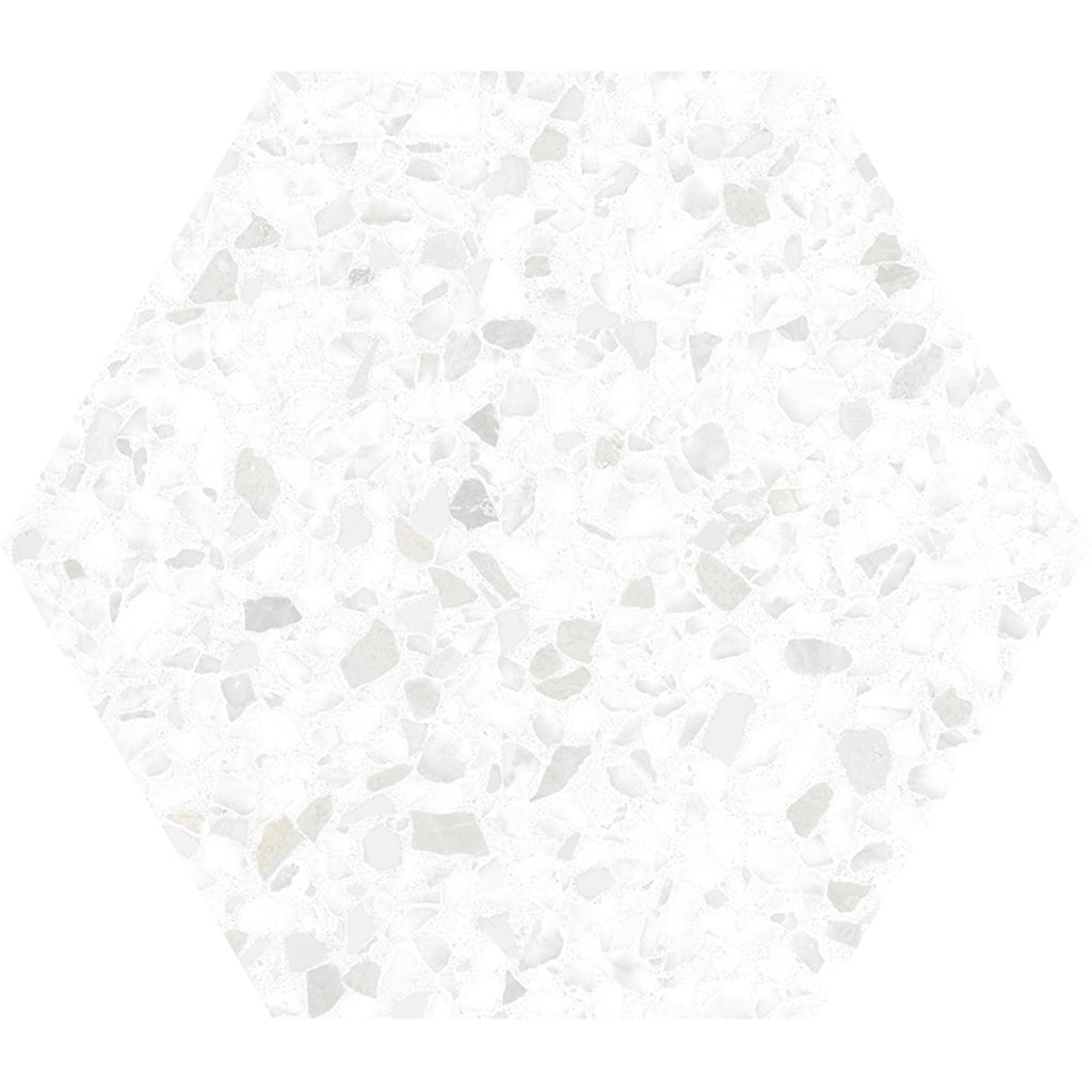 Terra Mia 8.1 in. x 9.25 in. Matte White Porcelain Hexagon Wall and