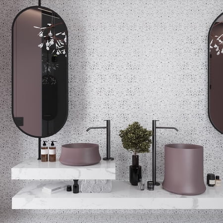 Terra Mia 8.1 in. x 9.25 in. Matte White and Black Porcelain Hexagon Wall and Floor Tile (9.93 sq. ft./case) (25-pack)
