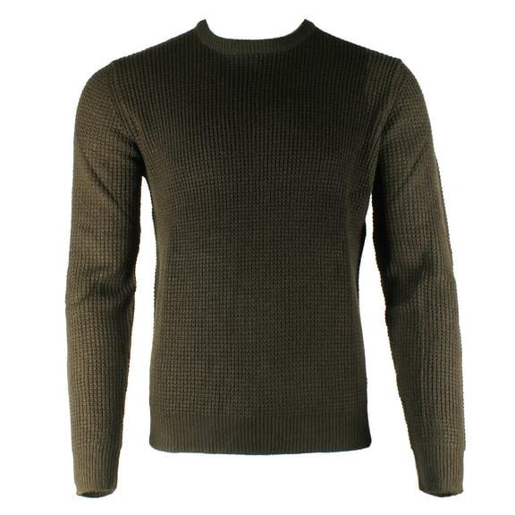 Terra Nova Men's Long Sleeve Honeycomb Stitch Crew Neck Sweater Olive S