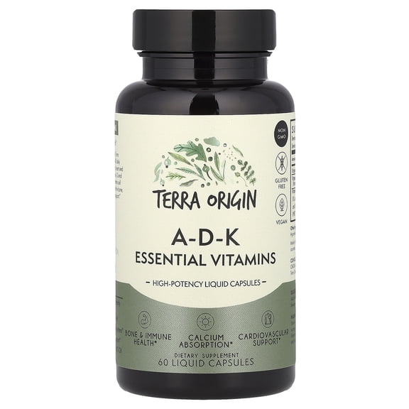 Terra Origin A-D-K Essential Vitamins, 60 Liquid Capsules
