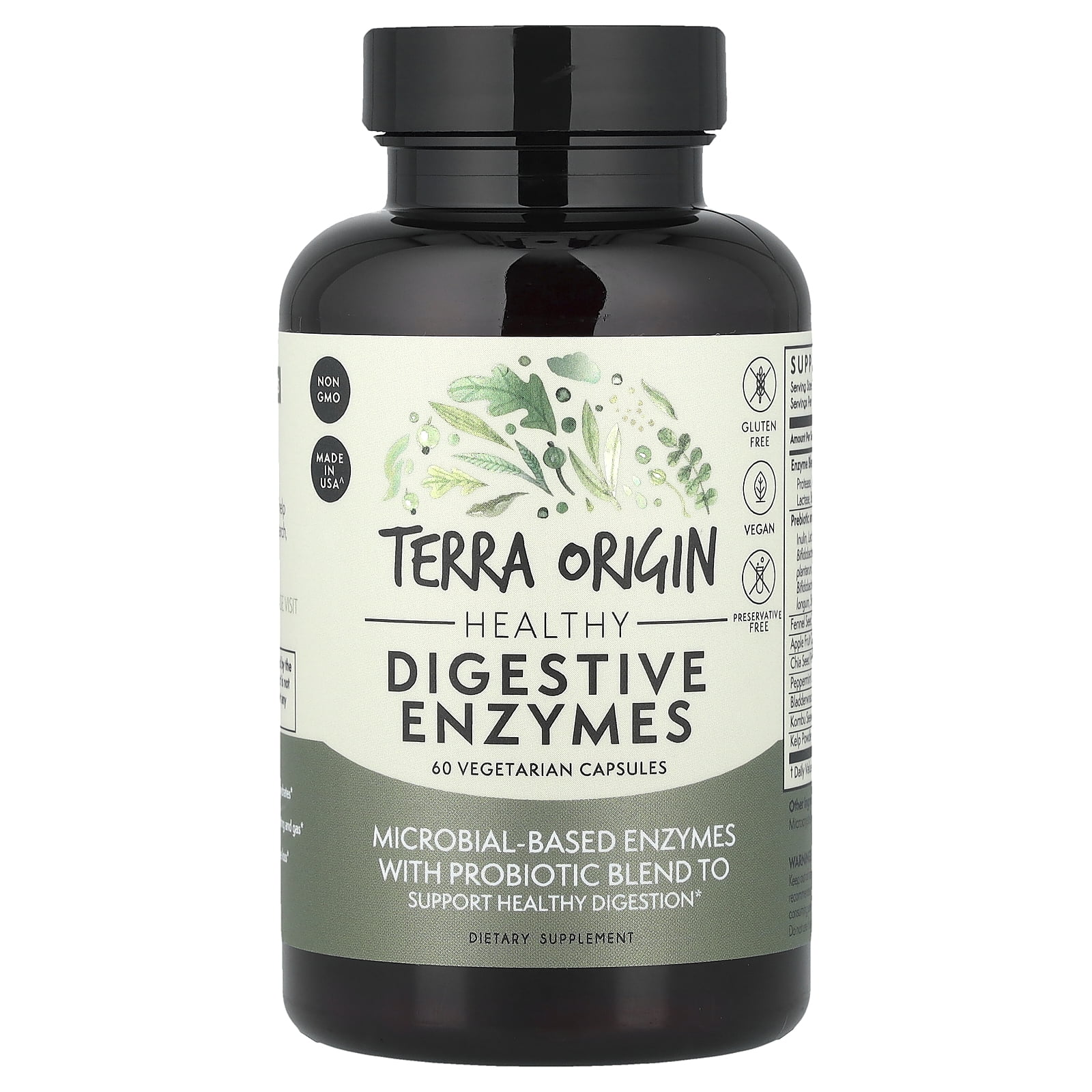 Terra Origin Healthy Digestive Enzymes, 60 Vegetarian Capsules