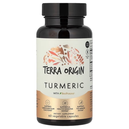 Terra Origin Turmeric With BioPerine™, 60 Vegetable Capsules