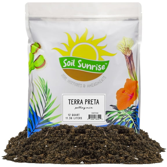 Terra-Preta Inspired Potting Soil (12 Quarts), Biochar-Enriched Sustainable Mix for Indoor/Outdoor Plants