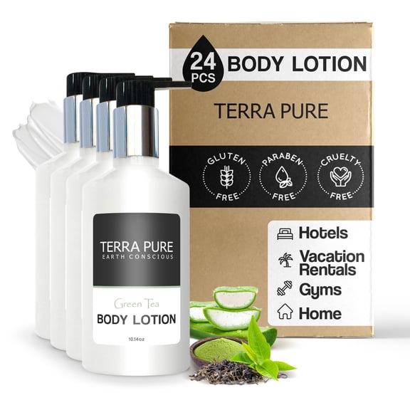 Terra Pure Green Tea Lotion, 10.14 oz. With Organic Honey And Aloe Vera (Case of 24)
