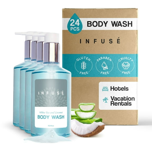 Terra Pure Infuse Body Wash, Retail Size Hotel Amenities, 10.14 oz. (Case of 24)