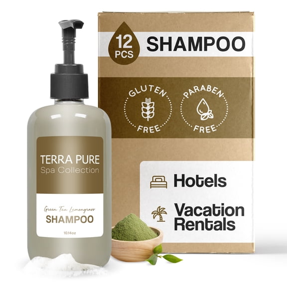 Terra Pure Shampoo | Spa Collection | Hotel Amenities in Pump Bottle | 10.14 oz. / 300 ml (Case of 12)