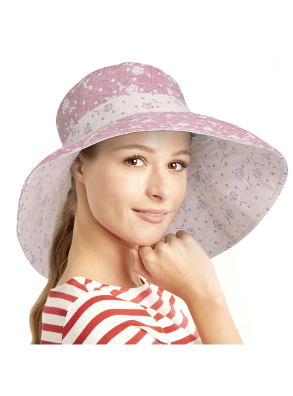 Reversible Sun Hats for Women - UPF 50+, Floppy Hat for Summer Beach and Hiking, Foldable Wide Brim Cap
