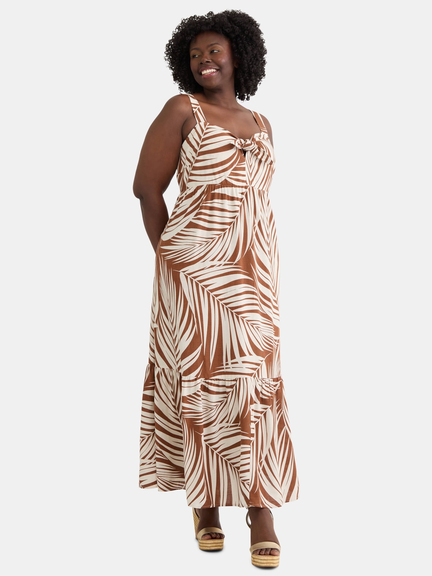 Terra & Sky Black Label Women's Plus Empire Waist Maxi Dress, Sizes 0X-4X