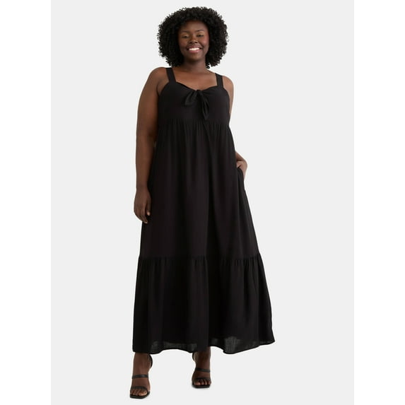 Terra & Sky Black Label Women's Plus Size Empire Waist Midi Dress, 0X-5X