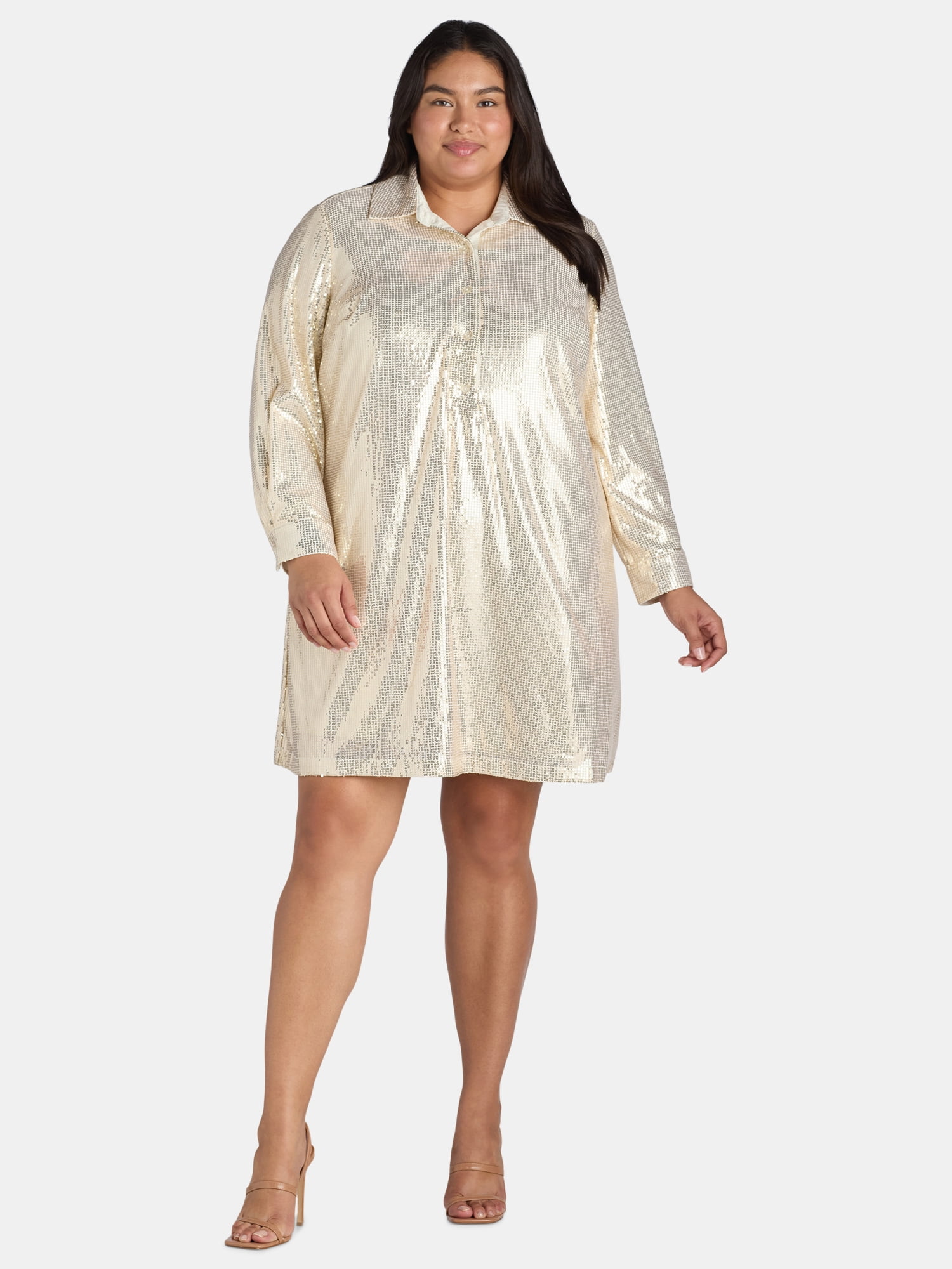 open lace back dress Plus Size Sequin T-Shirt Dress – SNAG-SHOP main image 0