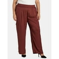 thumbnail image 1 of Terra & Sky Black Label Women's Plus Size Satin Mid Rise Pants, 30" Inseam, 0X-4X, 1 of 5