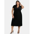 thumbnail image 1 of Terra & Sky Black Label Women's Plus Size Velvet Flutter Sleeve Dress, 0X-5X, 1 of 4