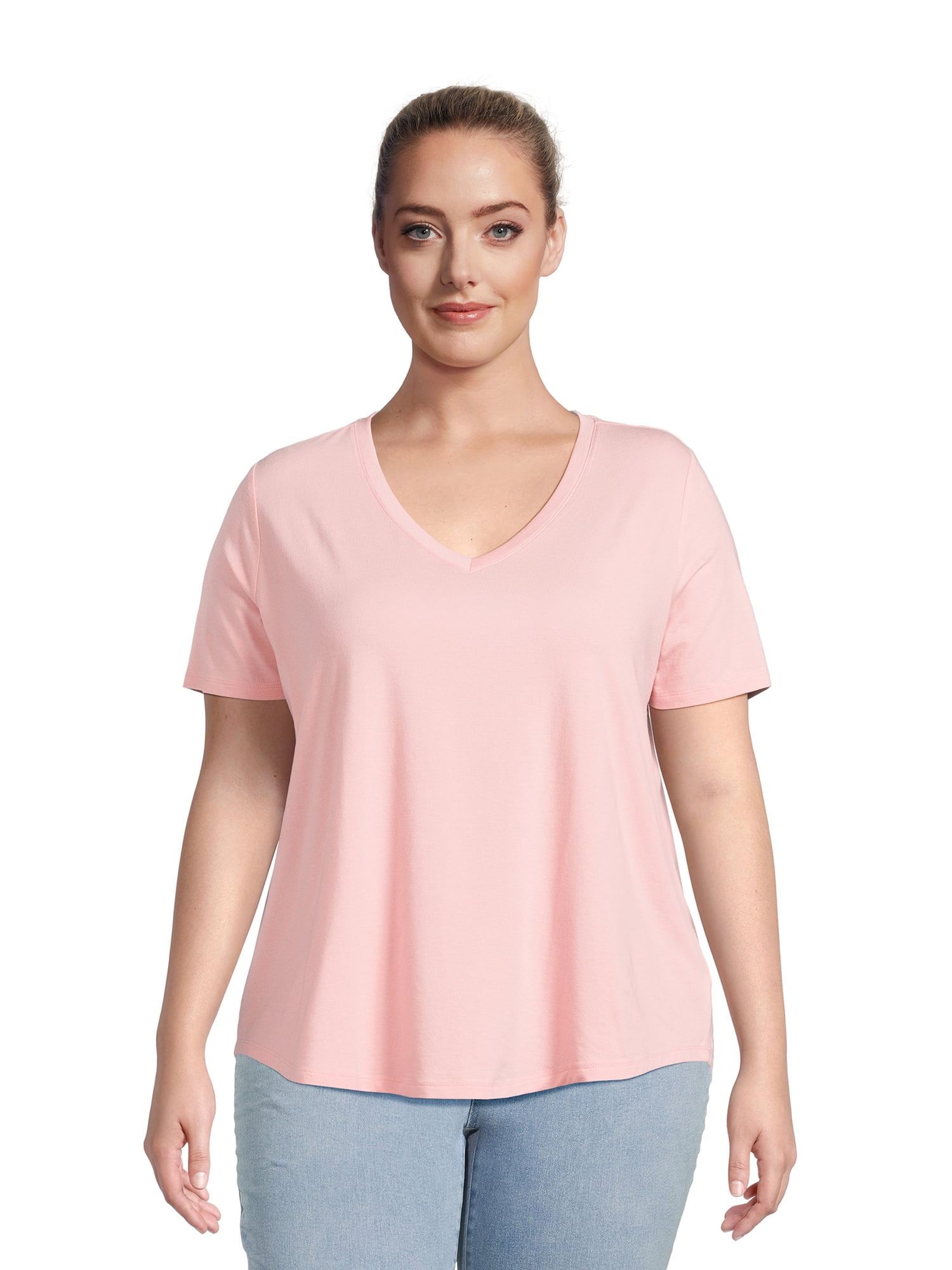 Terra & Sky Vneck Tee - Stylish V-Neck T-Shirt - Walmart.com