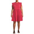 thumbnail image 1 of Terra & Sky High Neck Short Sleeve Relaxed Fit Tiered Dress (Women's Plus), 1 Count, 1 Pack, 1 of 7