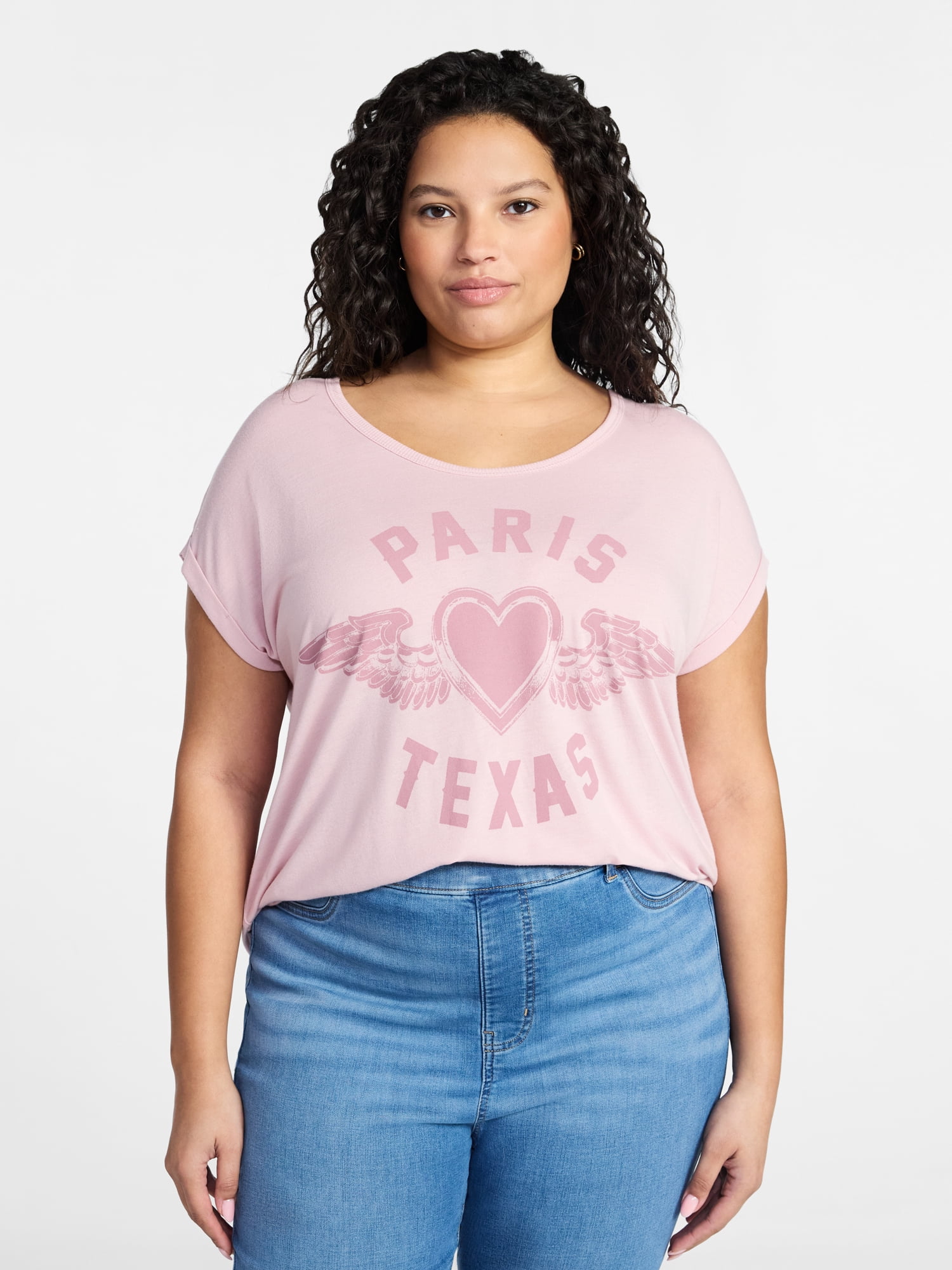 Terra & Sky Women's Plus Size Dolly Parton Graphic Tee with Short