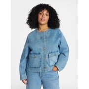 Terra & Sky Women's Plus Denim Lady Jacket With Pockets, Sizes 0X-5X
