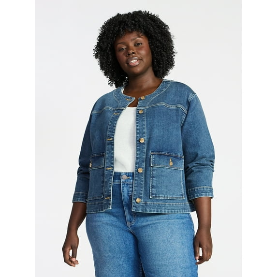 Terra & Sky Plus Denim Lady Jacket, Sizes 0X-5X