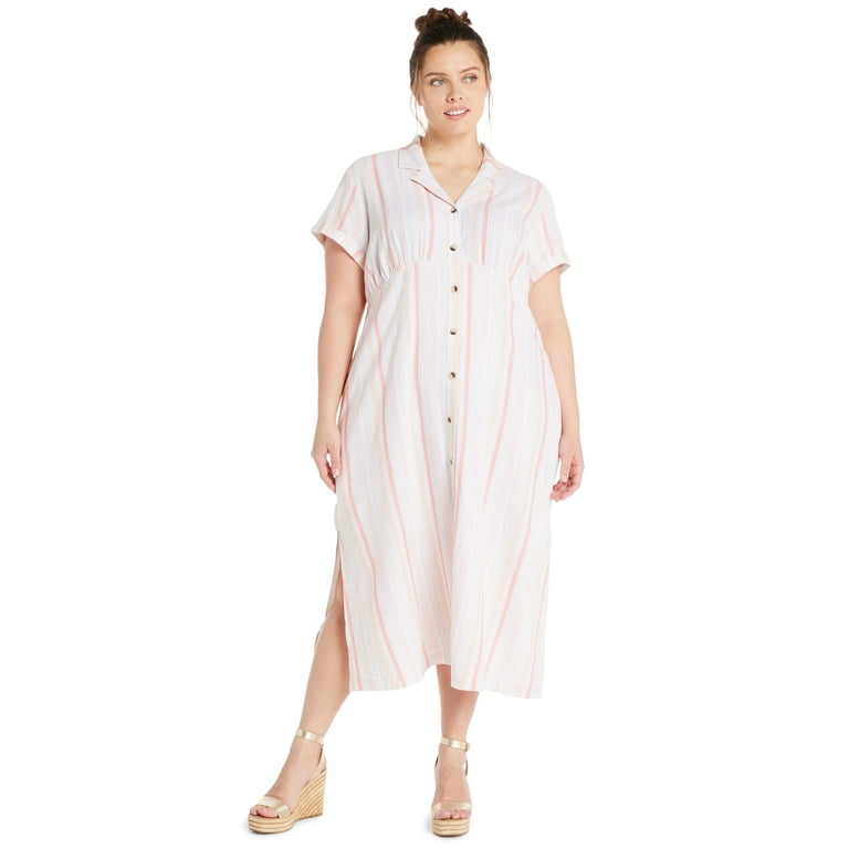 Terra Sky Women s Plus Button Front Maxi Shirt Dress Sizes 0X 4X Walmart