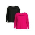 thumbnail image 1 of Terra & Sky Plus Size Cut Out Knit Top, 2-Pack, 1 of 6
