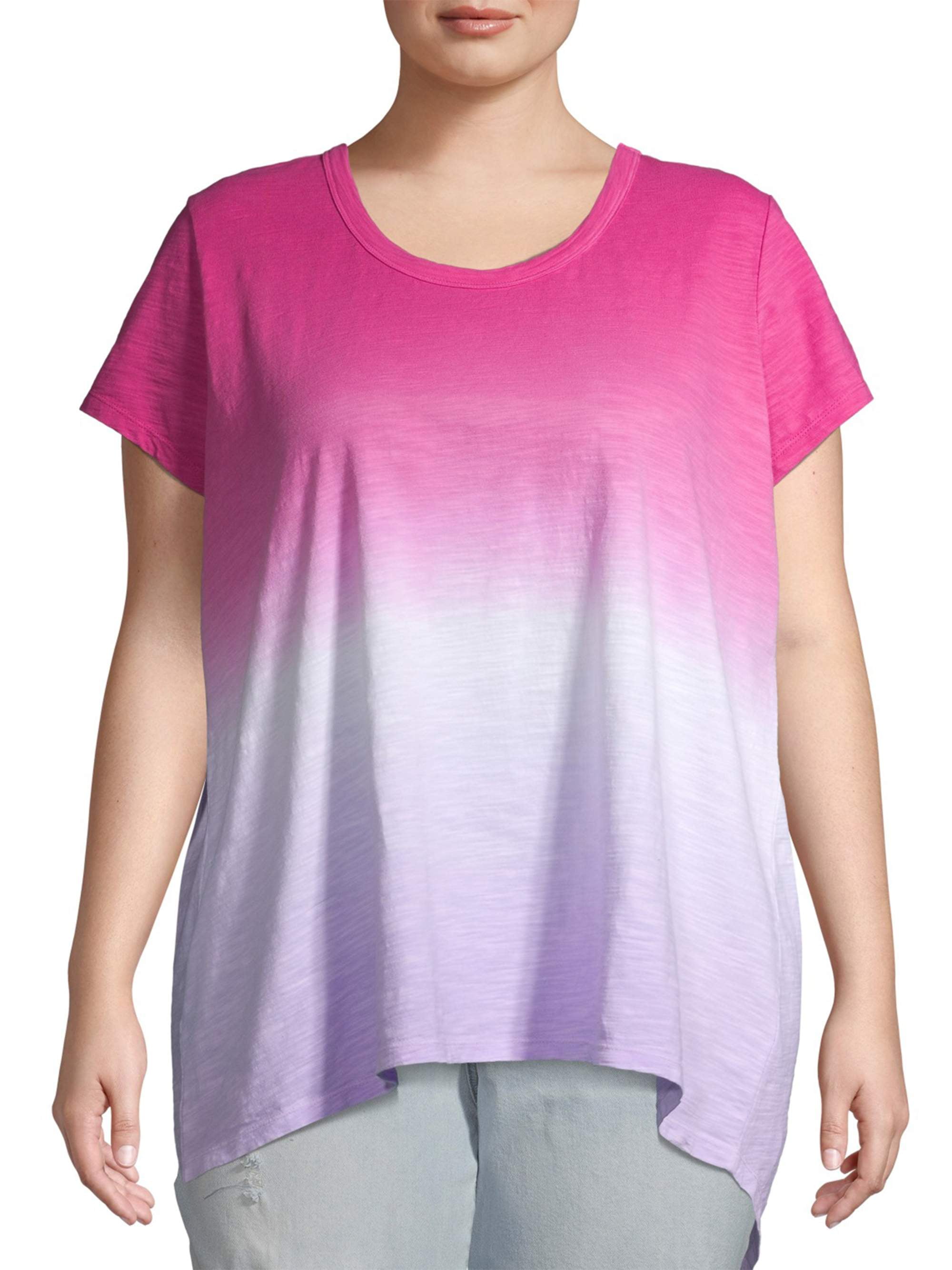 Terra & Sky Plus Size Dip Dye Ombre Flowy T-Shirt - Walmart.com