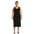 thumbnail image 1 of Terra & Sky Plus Size Ribbed Midi Tank Dress, Women, 1 of 5