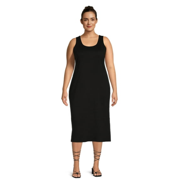 Terra & Sky Plus Size Ribbed Midi Tank Dress, Women