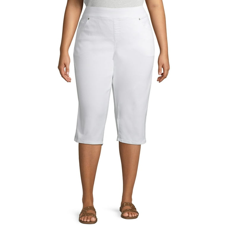 Terra & Sky Plus Size Stretch Pull On Denim Capris 