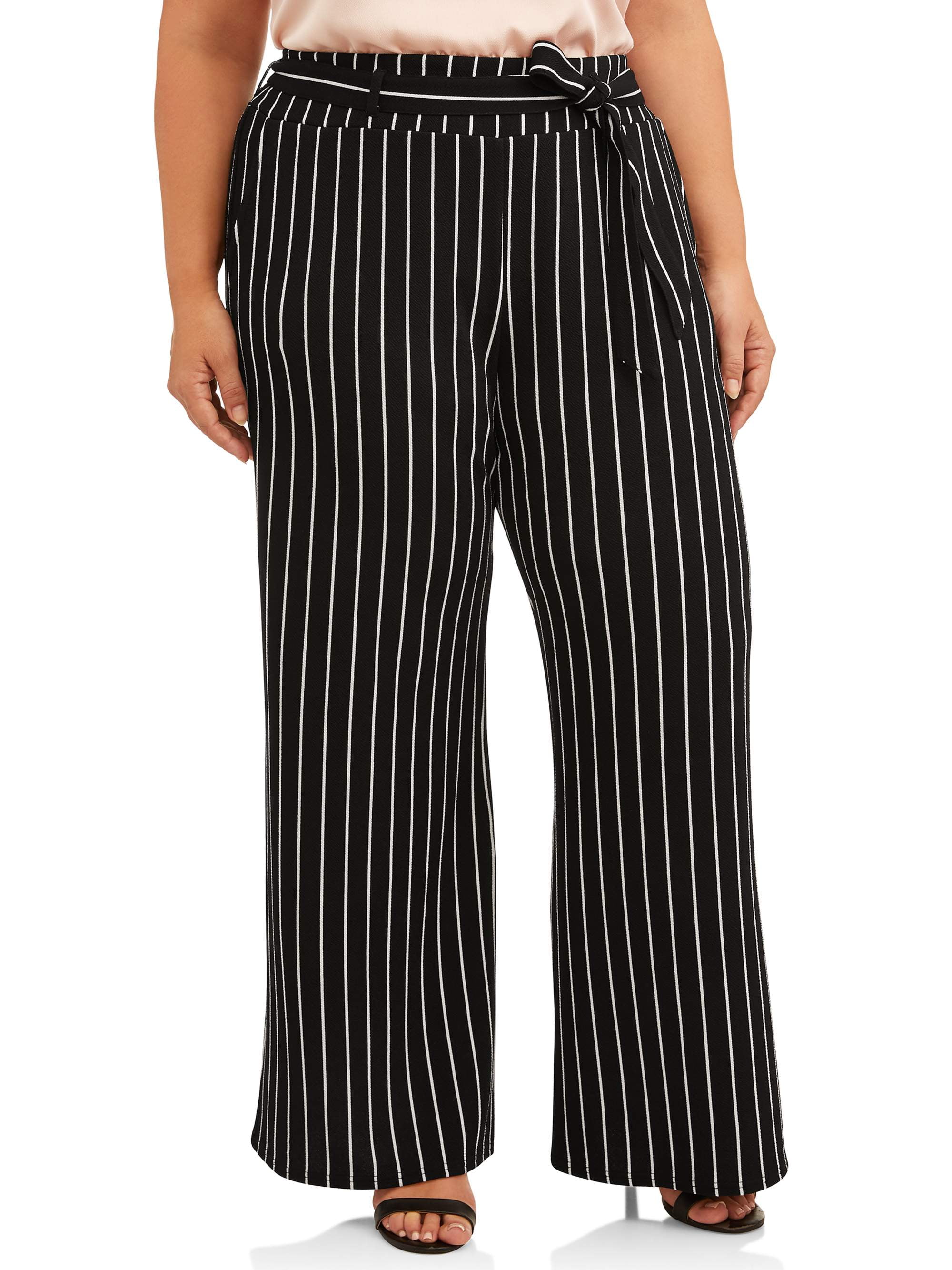 Plus Size Palazzo Pants for Women Striped High Split High Waisted Beach Wide  Leg Lounge Pants Trousers with Belt | Walmart Canada